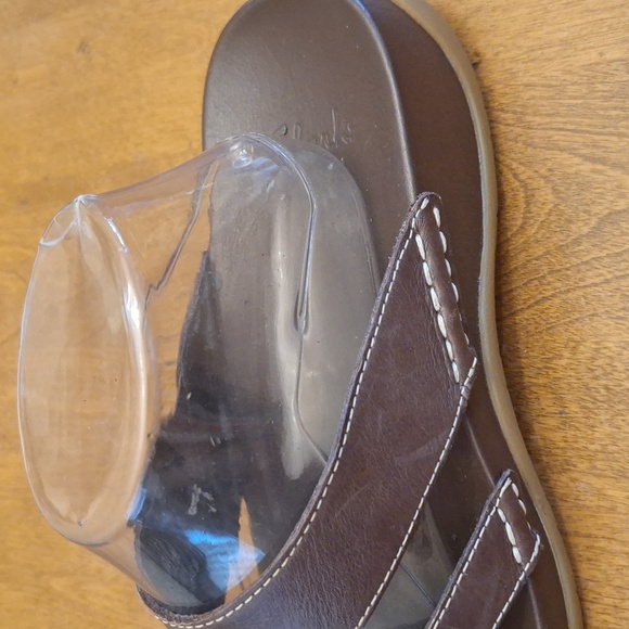 Clarks Slides Sandals 71095 Slip On Brown Leather Size 11 - Picture 6 of 11